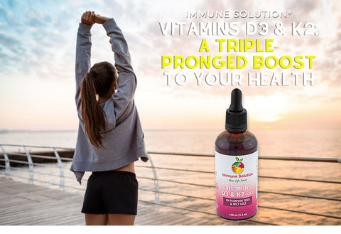 Immune Solution's Vitamins D3 & K2 in Pumpkin Seed & MCT Oils: A Triple-Pronged Boost to Your Health