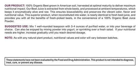 Raw Organic Beet Root – Juice Powder