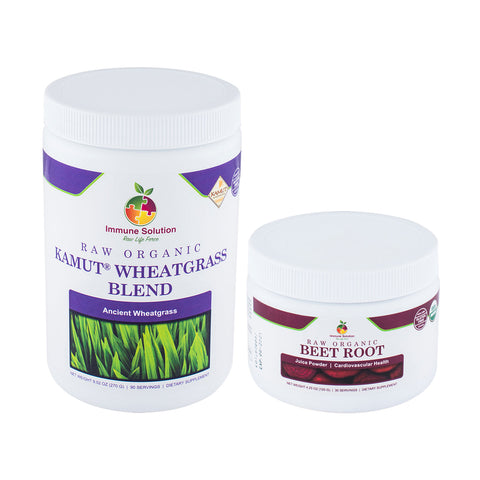 Dynamic Duo: Raw Organic Kamut® Wheatgrass Blend – Juice Powder (large) + Raw Organic Beet Root – Juice Powder | $5 OFF